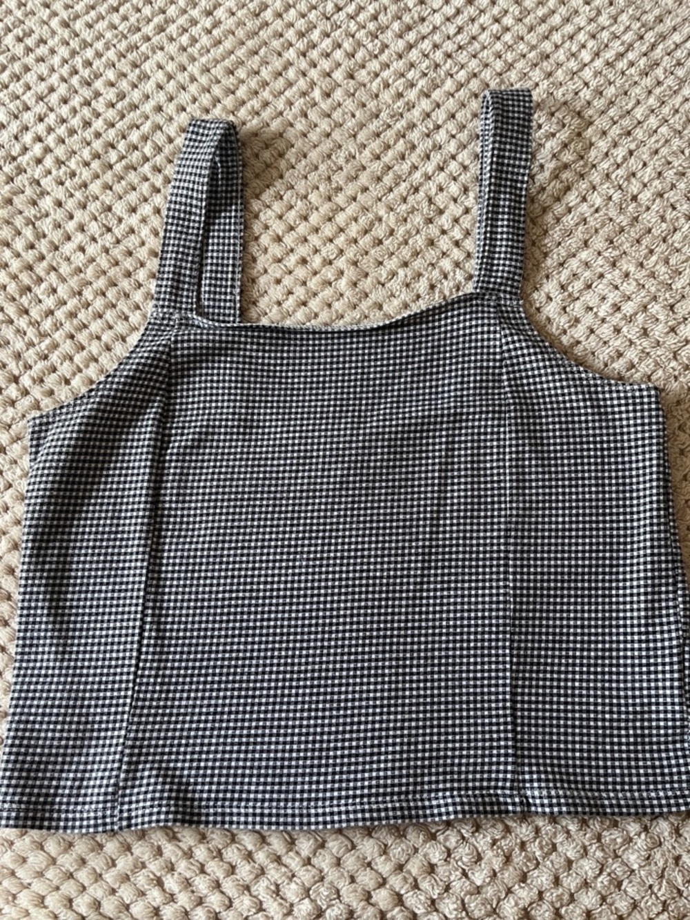 Black and White Gingham Square Neck Tank Top